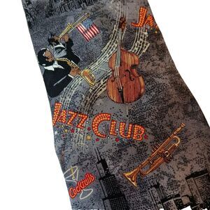 All That Jazz Club Tie Americana Series For Dillard's Gray Black Instruments VTG